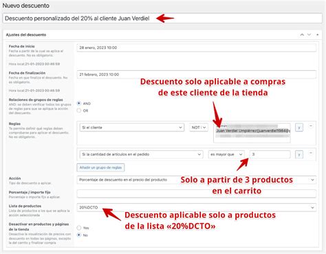 crear regla descuento woocommerce